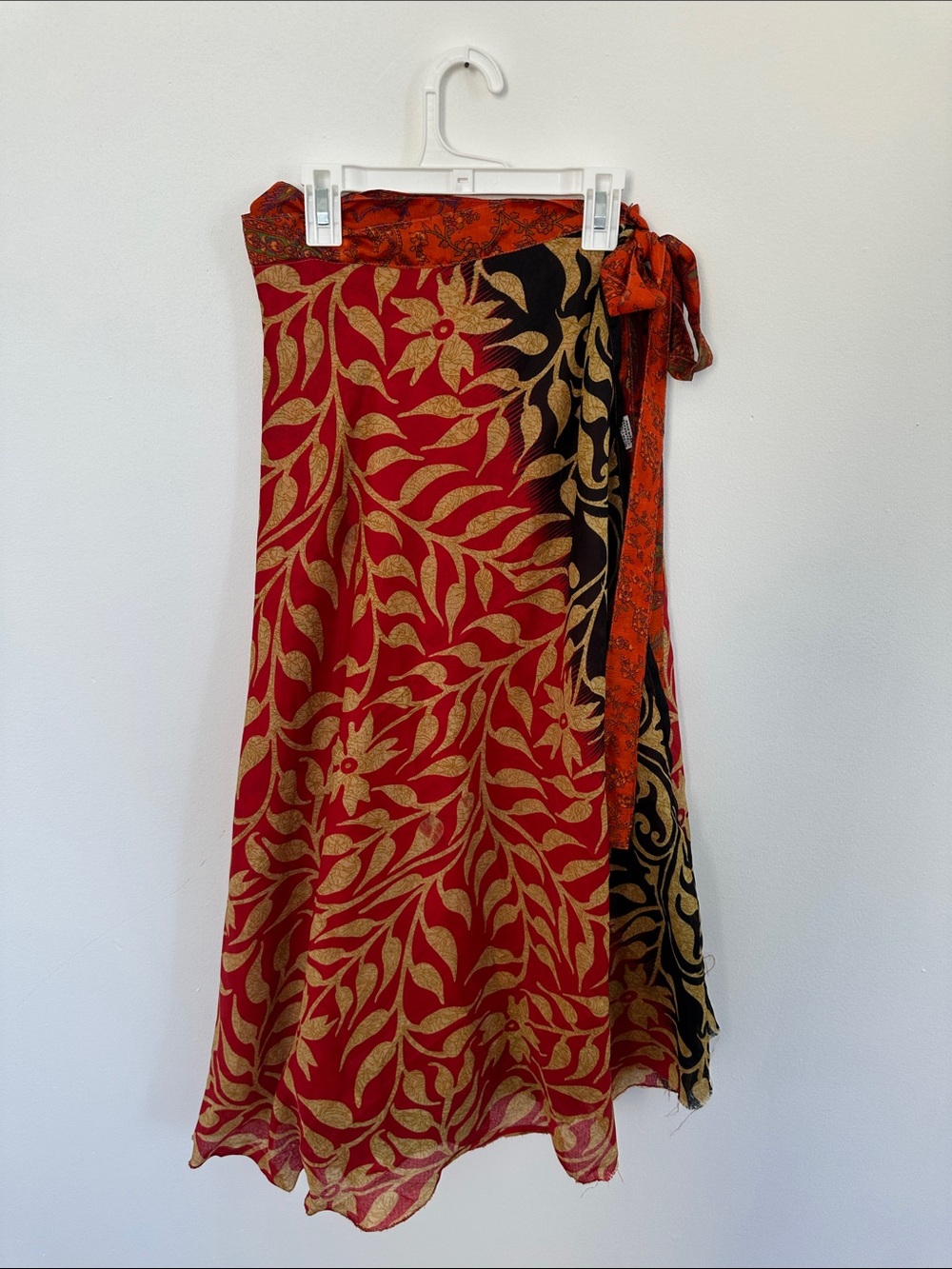 Red Floral Wrap Skirt for Women
